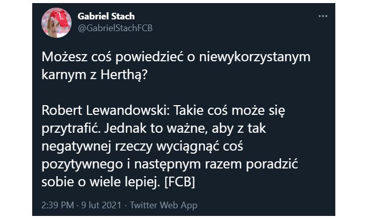 Lewandowski skomentował swój niewykorzystany karny z Herthą!